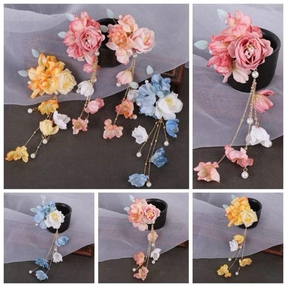 Tassel Hair Clip Fork Artificial Flower Tassel Headwear New Hairpins  Hanfu