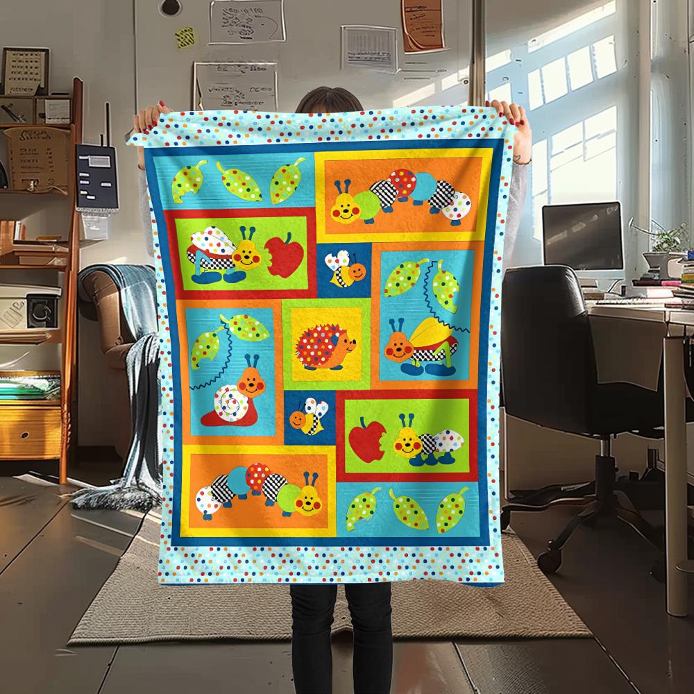 1Pc Cartoon Animals Print Flannel Blanket, High quality Comfortable for All Seasons, Home Decor, Warmth and Comfort, Perfect for Christmas Gifts