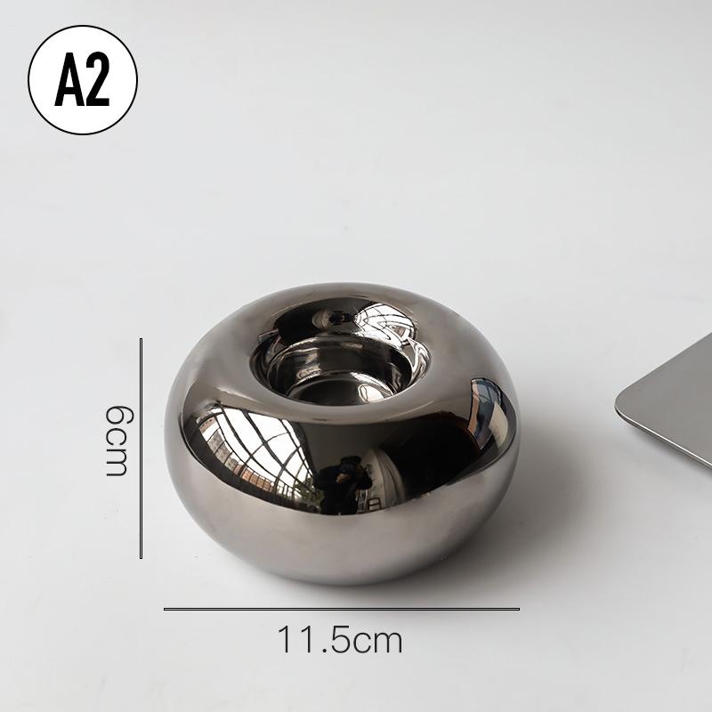 Luxury Electroplating Silver Candlestick Holder Modern Living Room Office Art Decoration Creative Ceramic Cylinder Candle Holder