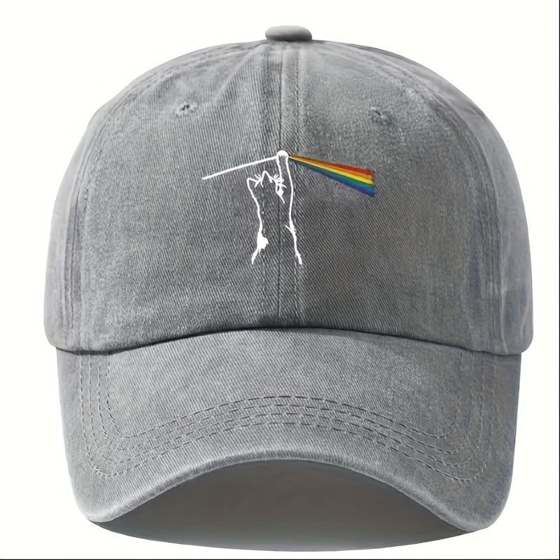 A Mens Baseball Cap Hiphop Curved Brim Snapback Cat Rainbow Baseball Cap Fashionable Versatile Trucker Hat
