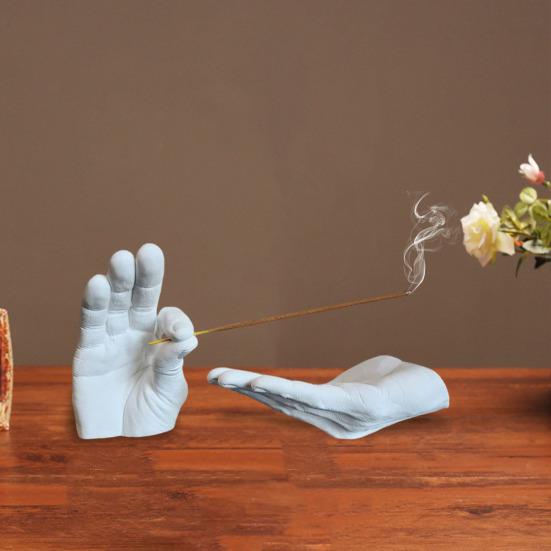 Hand-Räucherstäbchenhalter, Aschenfänger, Kunstharz, Gesten-Räuchergefäß, für Zuhause, Büro, Meditation, Yoga, Entspannung, Zuhause, Büro, Dekoration, Ornament