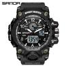 SANDA Women's Trendy LED Dual Display Waterproof Watch with Hourly Chime
