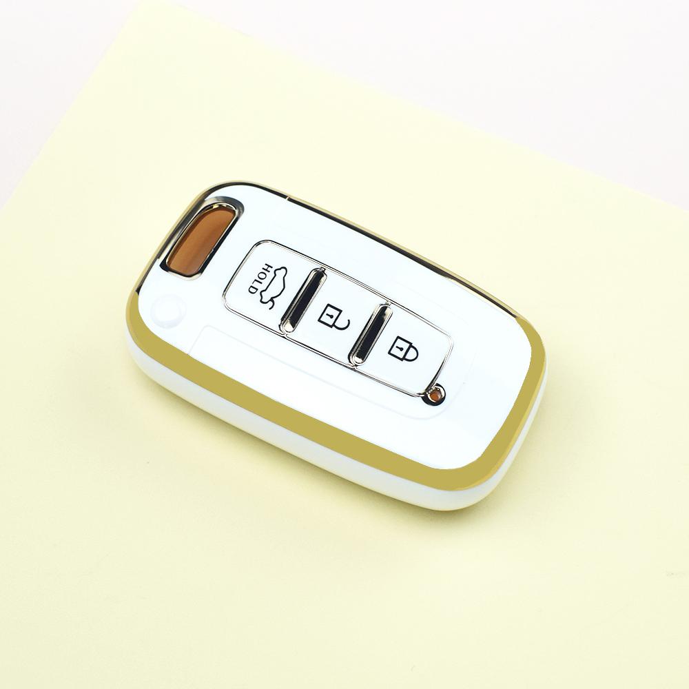 

Gold Edge 3/4Button TPU Keyless Car Smart Key Case Auto Shell Fob Cover for KIA K2 K5 Forte Sportage for Hyundai Genesis Coupe Sonata Ix35 3 button key cover білий