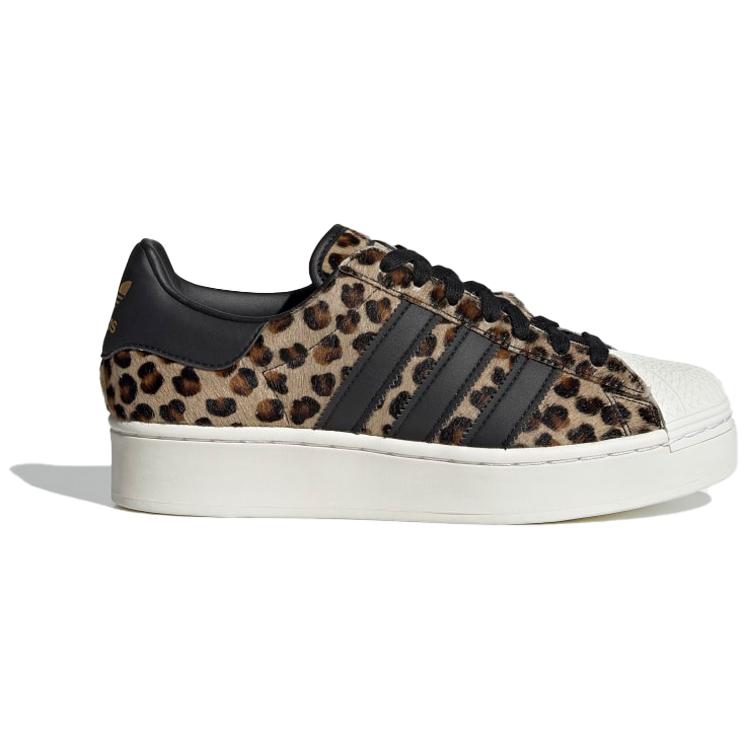 adidas Womens Superstar Bold Low 'Cheetah' (women's sizes) Desert / Core Black / Gold Metallic Skateboard Shoes FZ5264