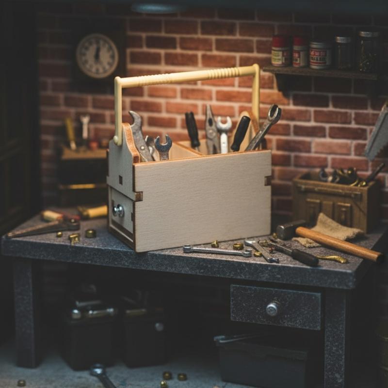 Exquisite Wooden Dollhouses Toolbox In 1/12 Scale Perfect For Miniature Scene Photo Props