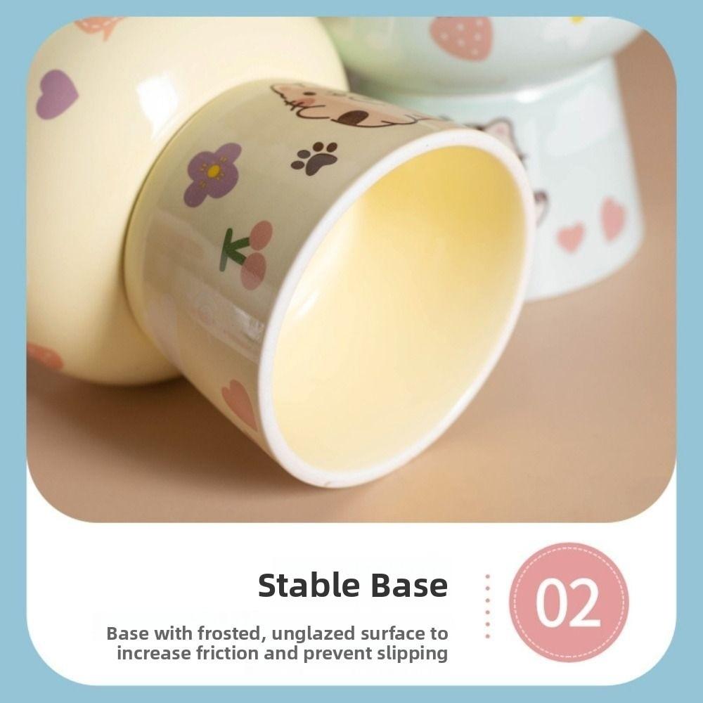 Pet Supplies Ceramic Cat Bowl Anti Tipping Large Capacity Pet High Foot Bowl Non-slip Cute Dog Food Feeding Basin Kitten Puppy