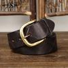Cintura da Uomo in Pelle con Motivi Dipinti a Mano, Fibbia ad Ardiglione in Vera Pelle, Elegante Cintura Coreana in Pelle di Mucca