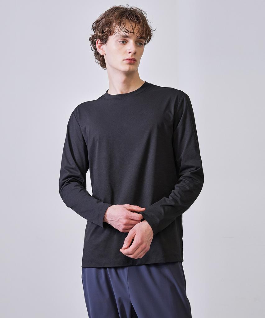 BASIC HOUSE Breathable Sorona Regular Fit Round Neck Plain Long Sleeve T-Shirt Black