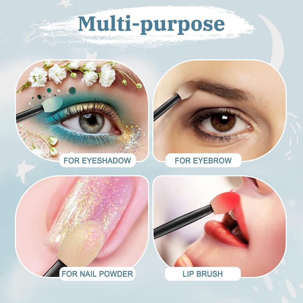 25Pcs Eyeshadow Applicators With Storage Container Disposable Eyeshadow Sponge Brush Double-Sided Eye Makeup Applicators LM