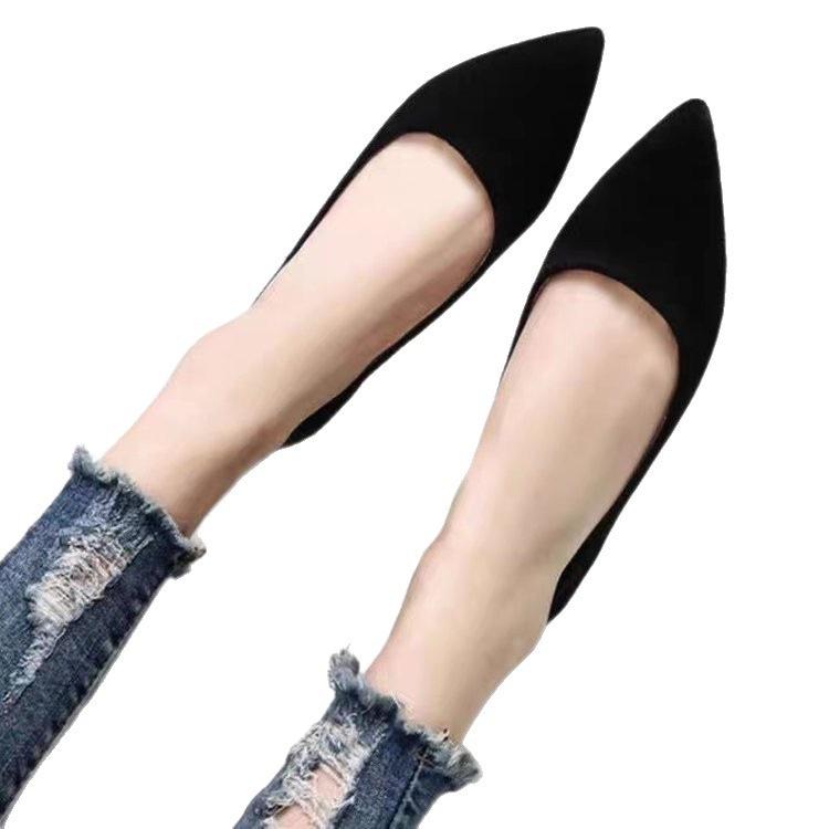 Spitze Einzel-Schuhe mit flachem Boden Herbst Neu Weichsohlige Schuhe sind nicht müde beim langen Stehen Professionelle Schuhe Schwarz
