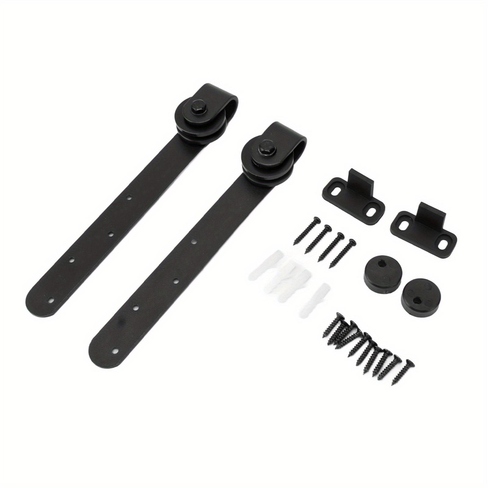 

1 комплект бесшумной раздвижной фурнитуры для амбарной двери из углеродистой стали, подходит для треков из углеродистой стали в амбарах, ТВ-тумбах и шкафах чёрный