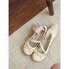 Cream Mousse Gentle French Coarse Heel Mary Jane Shoes Female Bow Fairy Soft Single Shoes Female Small Leather Shoes