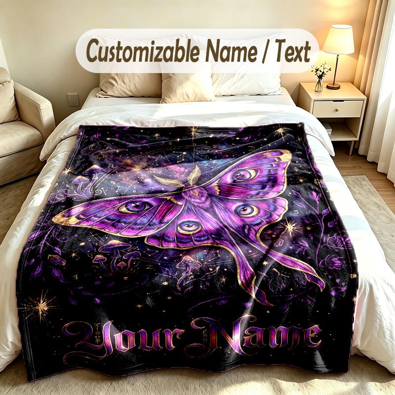 Fantasy Magic Theme Soft Blanket Personalized Custom Name Text Print Warm Blanket Home Sofa Bedroom Decor