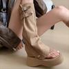 Summer New Sandals for Women Round Toe Toe Waterproof Table Rivet Anti-slip Wear-resistant Sleeve Heel Shoes