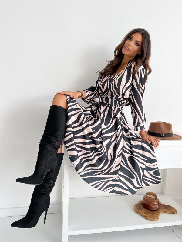 Dámské swingové šaty s dlouhým rukávem a výstřihem do V, jaro/léto 2023