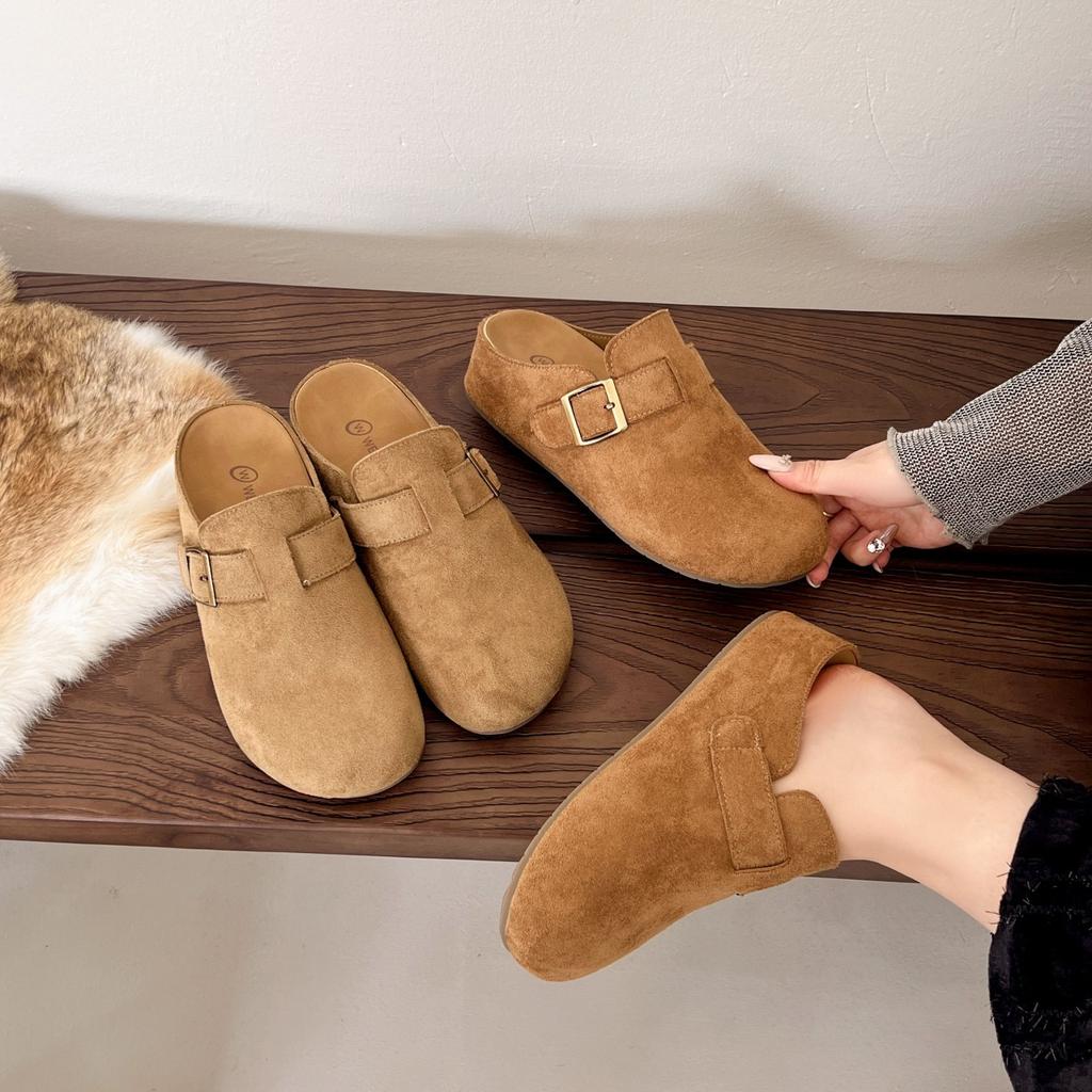 Fashion New Style Classic Fashion Women Suede Mules Slippers Clogs Cork Insole Sandals with Arch Support Outdoor Beach Slides Home Shoes