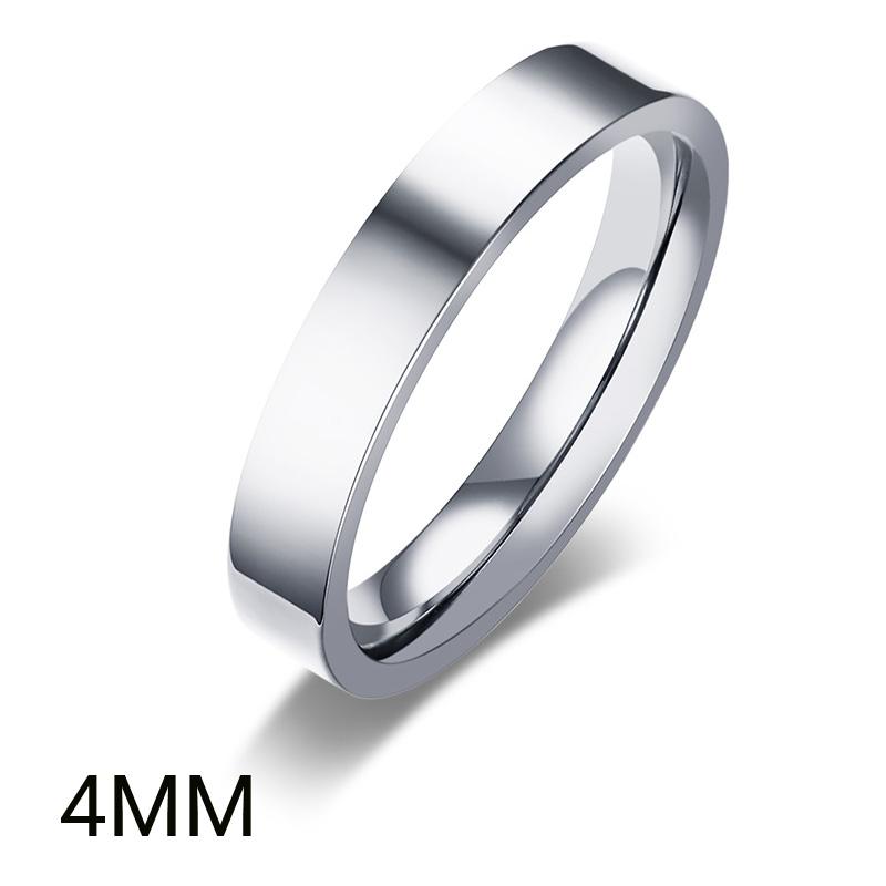 

2mm 4mm 6mm 8mm Stainless Steel Wedding Ring for Women Flat Finger Rings Fashion Bijoux Femme Engagement Jewelry US size 08