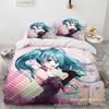 Hot Anime beautiful girl Hatsune Miku Balinese Duvet Cover Set Bedding with 1-2 Pillowcases Room Teens Bedroom Decor Fans Gift