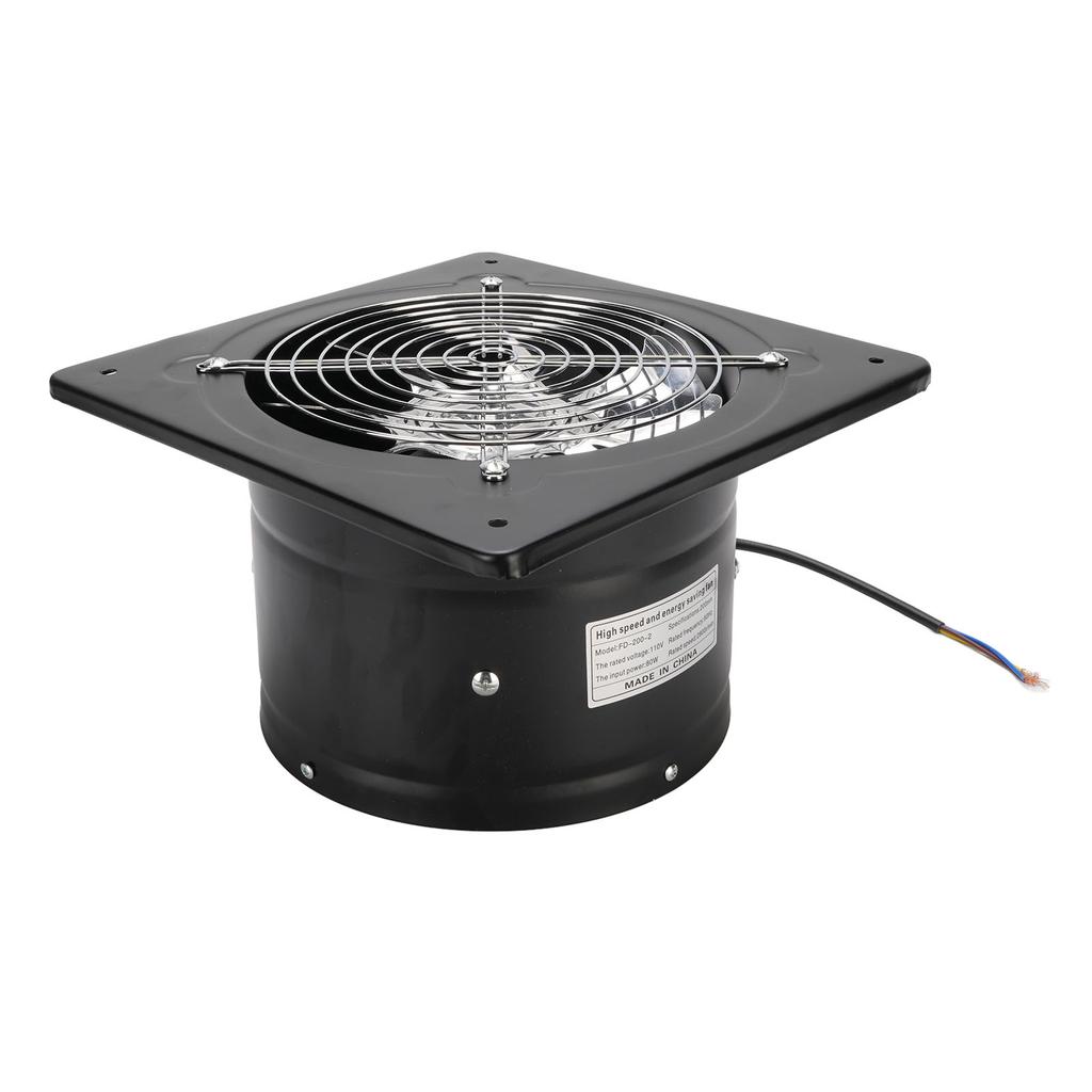 Kitchen Exhaust Fan 9.8 Inch Carbon Steel 2800RPM 80W 7 Blades Quiet Wall Mount Fume Extractor