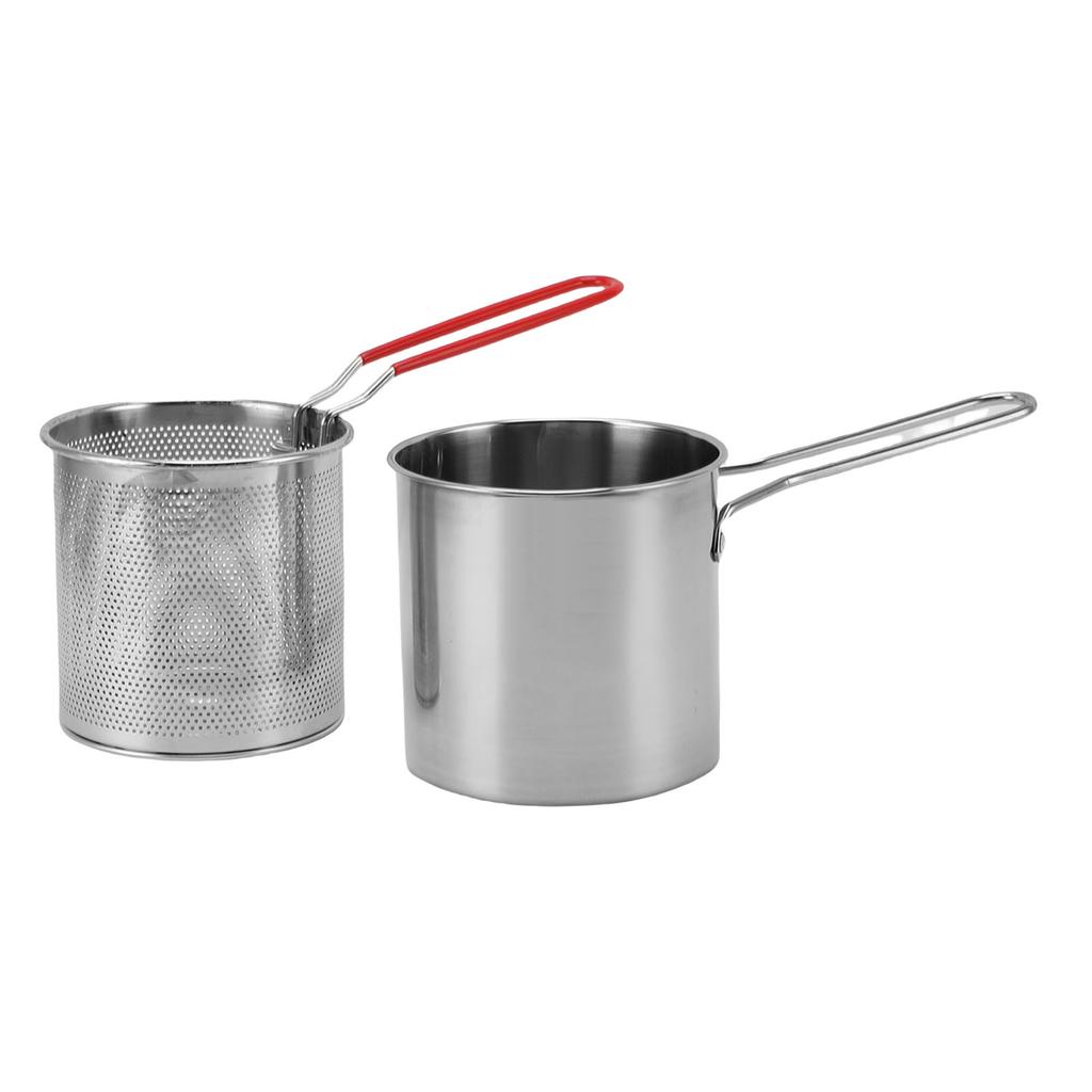 Fritteusentopf mit Korb 304 Edelstahl Kochölbehälter mit Nudelsiebkorb für Küche Pommes Frites Hähnchen