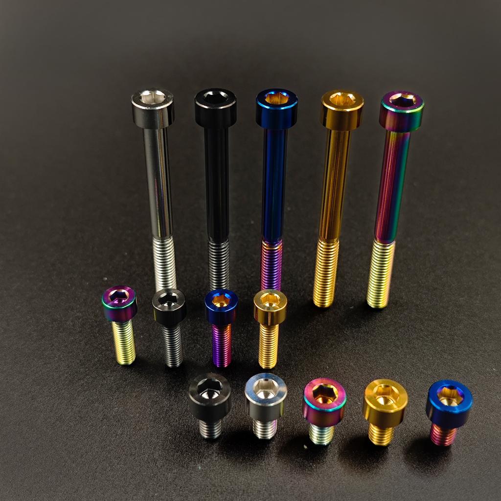 4/10pcs Titanium Bolt M5 M6 DIY Screw for Bike MTB / Road Bicycle, Length 12 16 18 20 23 25 30 35 40 45 50 55 60mm