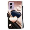 Handmade PU Leather Flip Case for Motorola Moto G04s / Moto E14 Anti-Slip Shockproof Cover with Wrist Strap & Heart/Rose Cat Designs