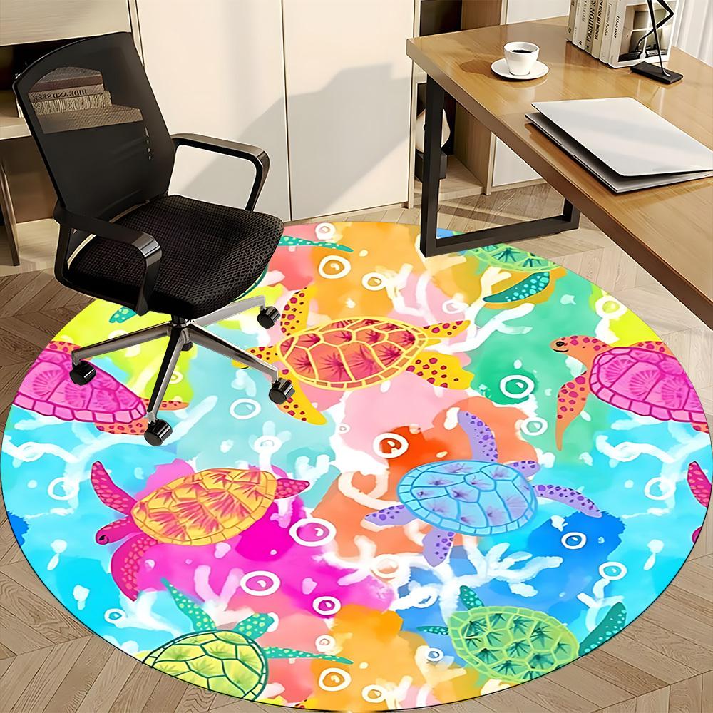 1pc Turtles, Ocean Chair Carpet for Office, Non slip, Soft and Durable Office Rug