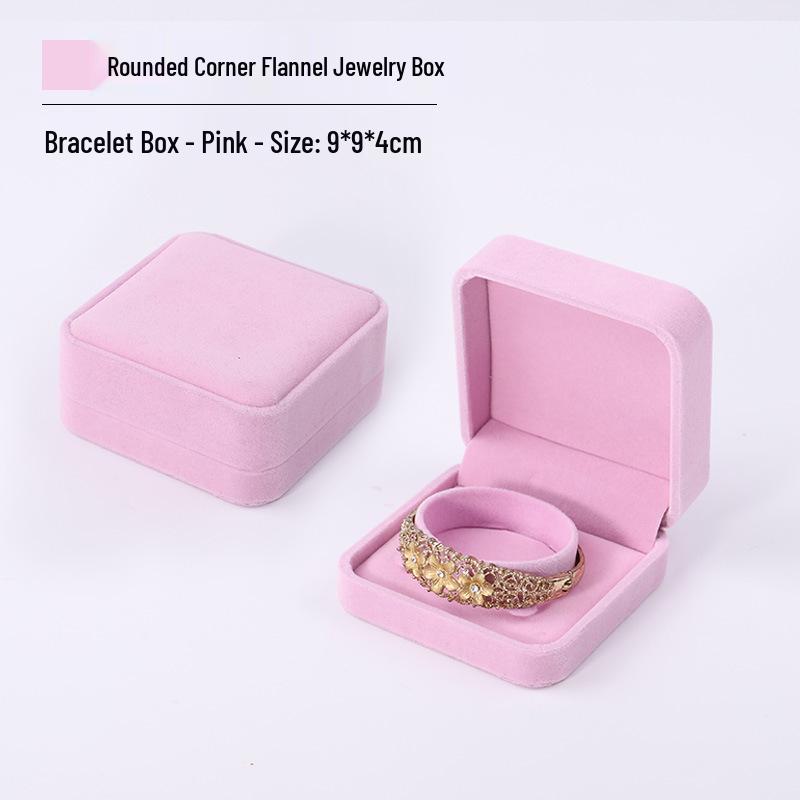 Rounded Corner Plush Jewelry Storage Box for Bracelets, Rings, and Necklaces