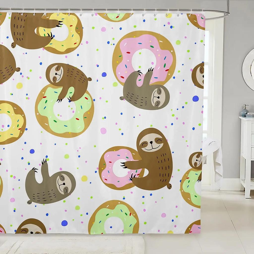 Burger Puppy Shower Curtain Lovely Dog In Hamburger Shower Curtains for Bathroom Fast Food Human Friend Waterproof Bath Curtains
