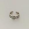 Personalized Retro Woven Lock Chain Women's Open Irregular Wide Ring