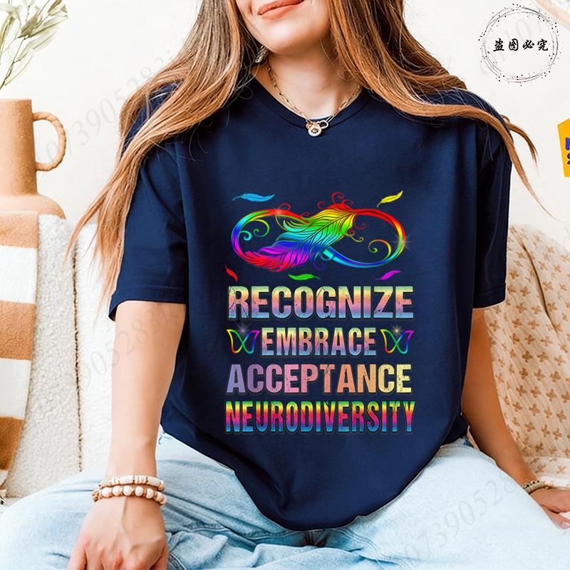In A World Where You Can Be Anything Be Kind TShirt Women Autism Awareness Puzzle Tees Butterfly Feather Inspirational Tops