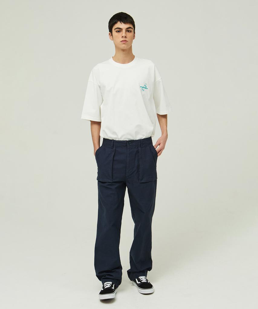 MAGOODGAN Chino 4307 Satin Cotton Straight Fit Navy Fatigue Pants