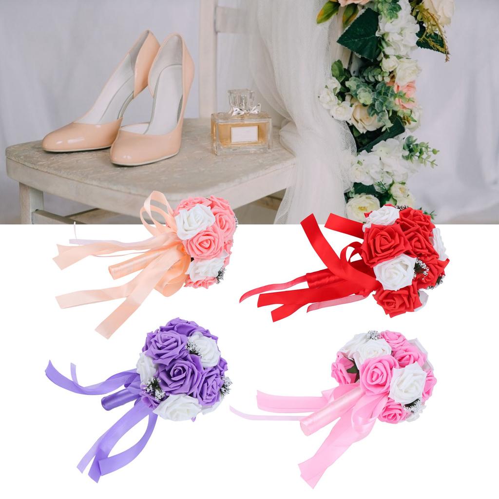 Bridal Bouquet PE Artificial Flowers Bunch for Wedding Stage Office Home Decoration