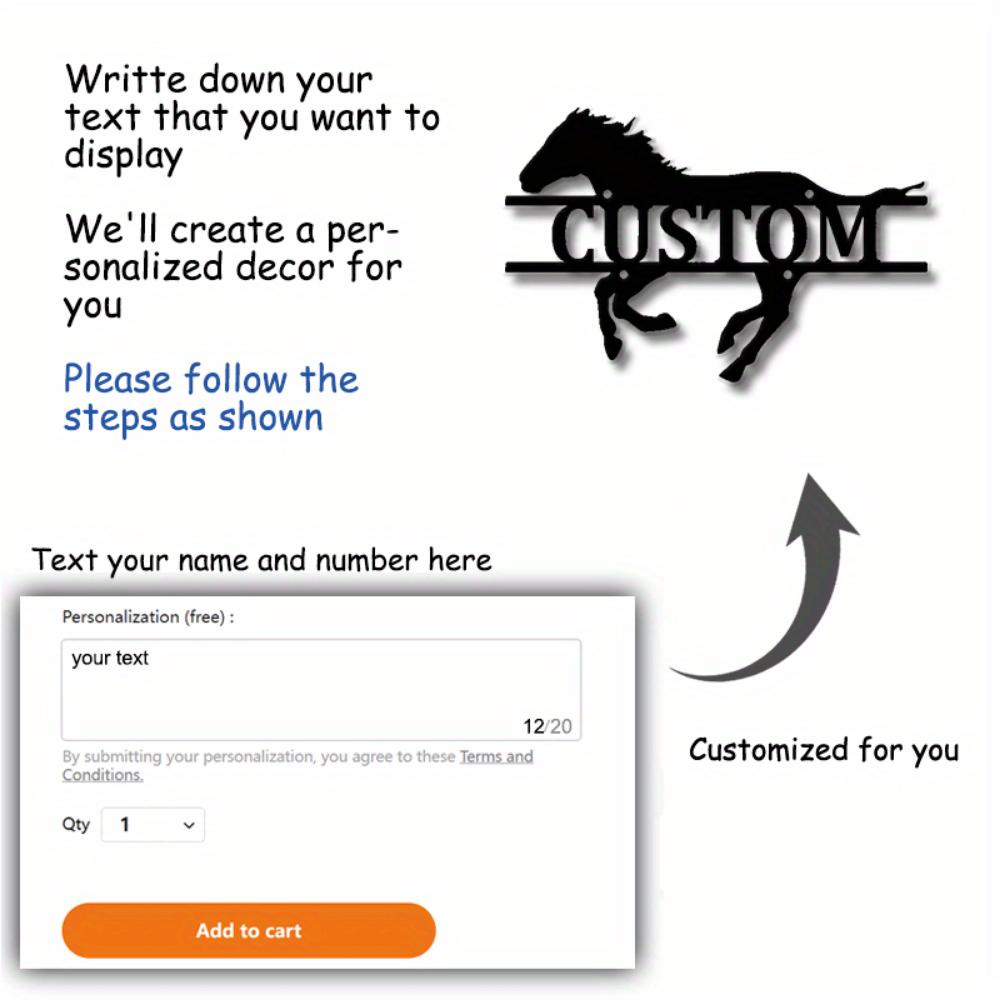 Exclusive 1pc Tailorable Metal Horse Emblem Ornament Rustic Barn ID Plate Indoor Outdoor Ranch Wall Art