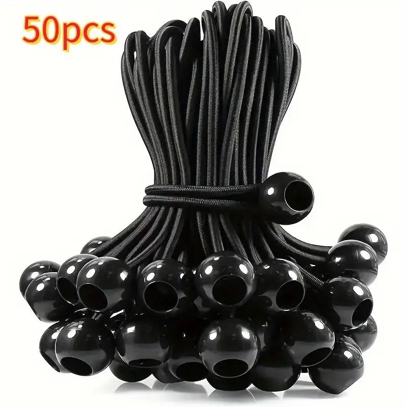 30er oder 50er Packung 6-Zoll Schwarze Spanngummis mit Kugeln, Strapazierfähige Nylon-Zurrgurte für Planen, Zelte, Fracht, Wohnmobile