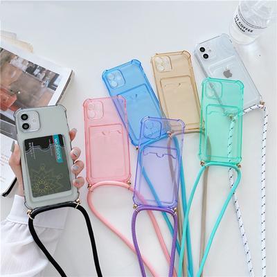 Crossbody Necklace Strap Lanyard Cord Silicone Phone Case For IPhone 14 11 Pro Max 12 Mini 13 XR XS X 7 8 Plus Wallet Card Holder Cover