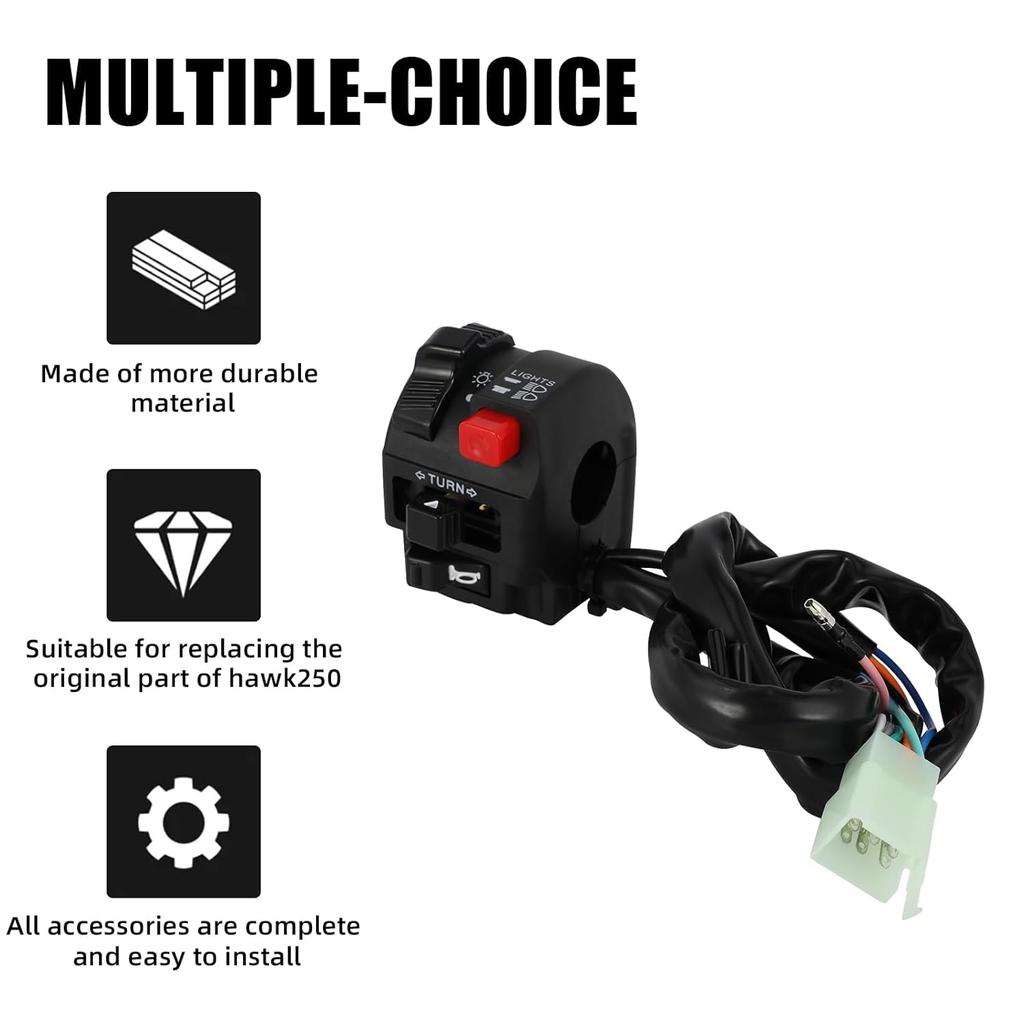 Dirt Bike Handlebar Switch for Hawk 250,Left Electric Motorcycle Light Turn Signal Horn Button for Hawk250