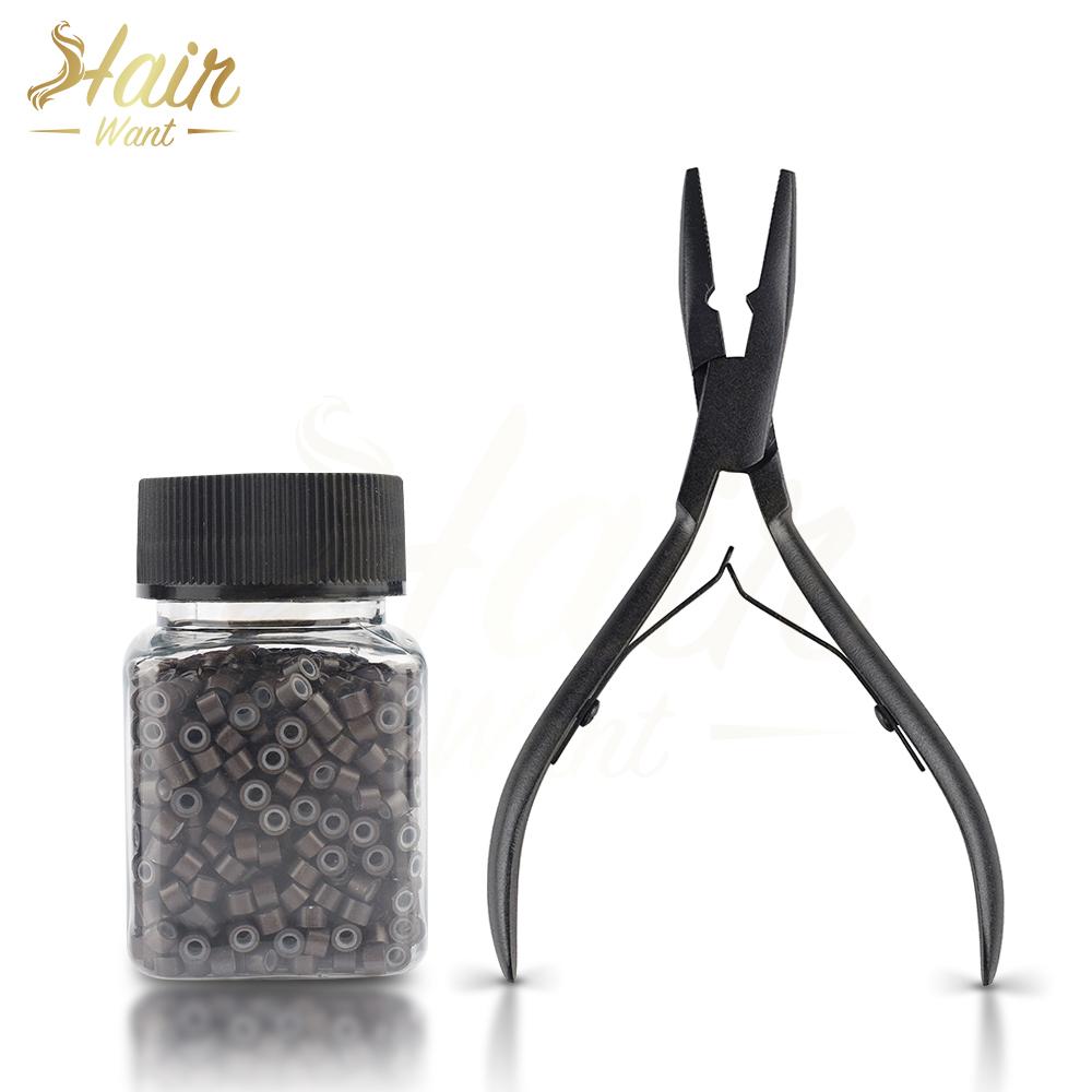 4.0mm Micro Rings Beads Hair Extensions Tools with Professional Pliers for Weft and I-Tip Hair Extensions