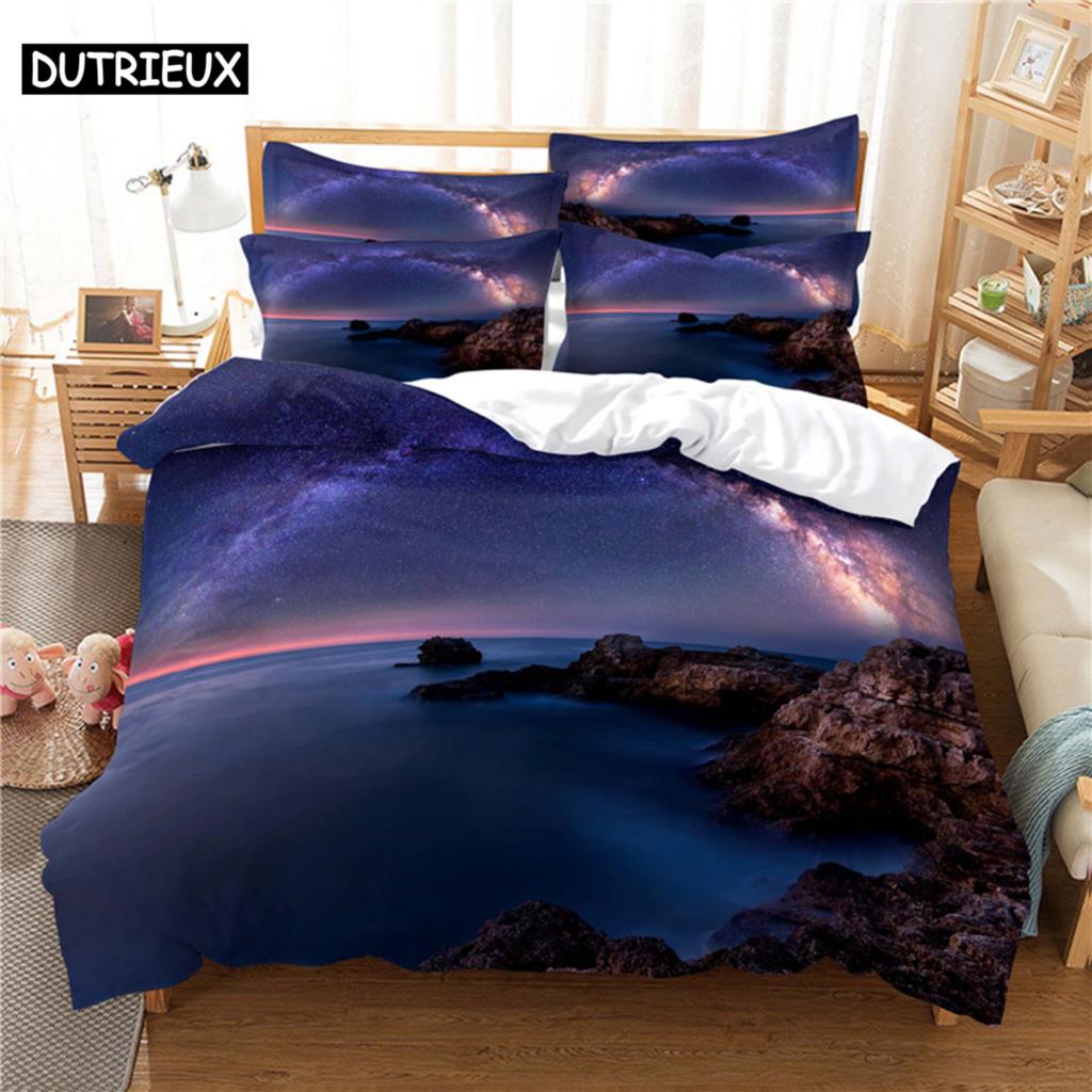 3D Digital Printing Fashion Design Starry Night Bedding, Queen Size Duvet Cover Set