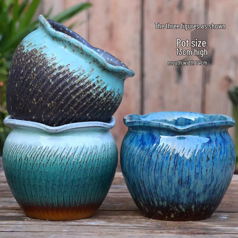 Large Retro Square Ceramic Succulent and Orchid Pot