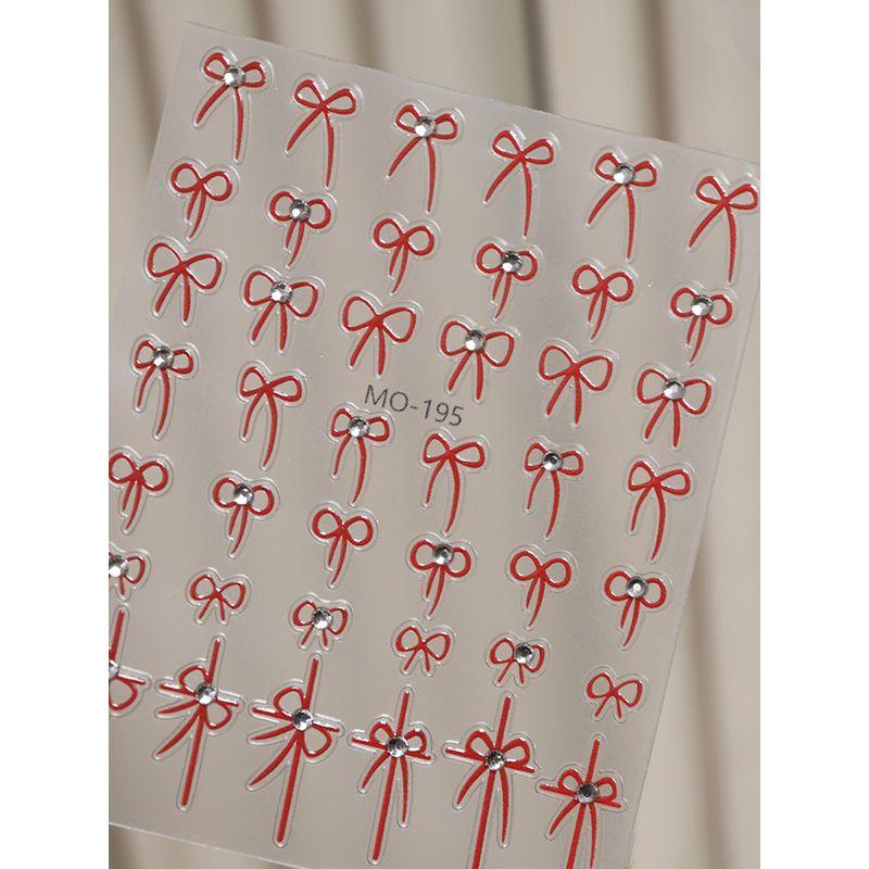 

Internet Hot New Year Red Black White Hot Stamping Gold and Silver Thin Tough Bows Nail Stickers Nail Ornament Small Accessories