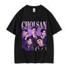 Kpop Band Choi San Ateez Grafik T-Shirt Herren Hip Hop Kleidung Oversize Baumwoll-T-Shirt Unisex Retro Mode Hochwertiges T-Shirt