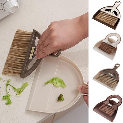 Small Broom- Dustpan Set Mini Broom- Small Dustpan Desktop Cleaning Broom- Plastic Garbage Shovel Sweep Hair Sweep Ash