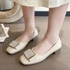 2026 Spring New Square Head Thick Heel Single Shoes Women's Gentle Wind Shallow Mouth Soft Sole Grandma Shoes Versatile Commuter Shoes