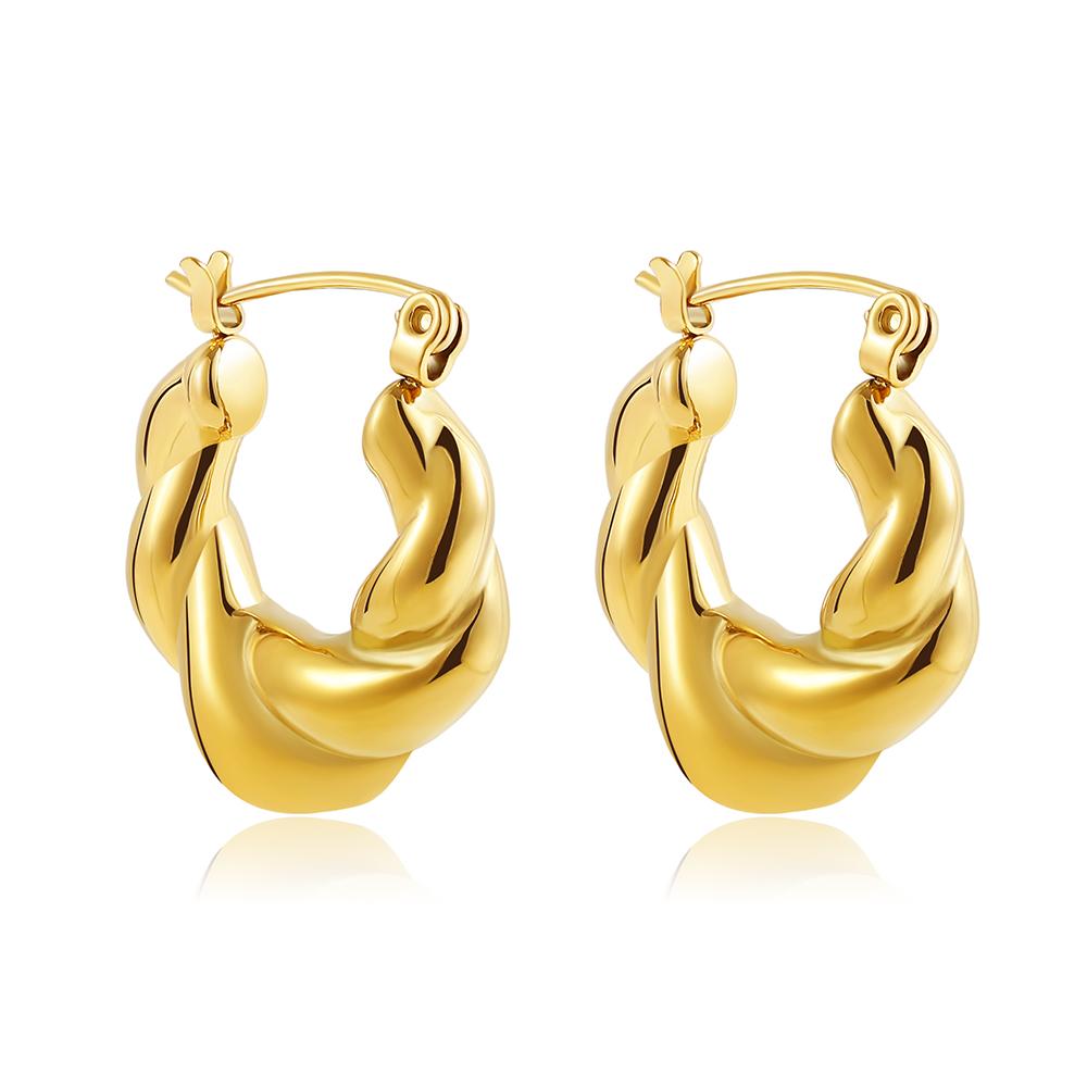 Modische CZ Zirkon Runde Huggie Creolen für Damen Geometrische U-Form Ohr Schnallen Creolen Vergoldeter Edelstahl Schmuck