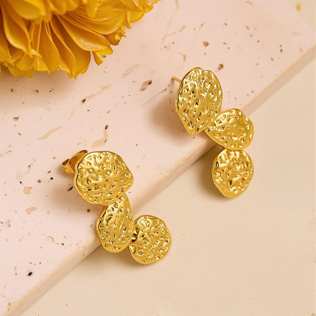 Geometric Irregular 18k Gold Titanium Steel Earrings for Women