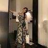 Shoulder Strap Adjustable Ink Floral Tube Top Suspender Dress Women's New Summer Waist Design Long Dress
