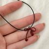 Sweet Leather Rope Necklace Red Clavicle Chain Gift Bowknot Pendant Necklace  Fashion