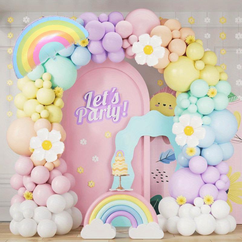 155pcs Pastel Rainbow Balloon Arch Wreath Set for Birthday Party Gatherings Anniversary Celebrations As Background Decorations