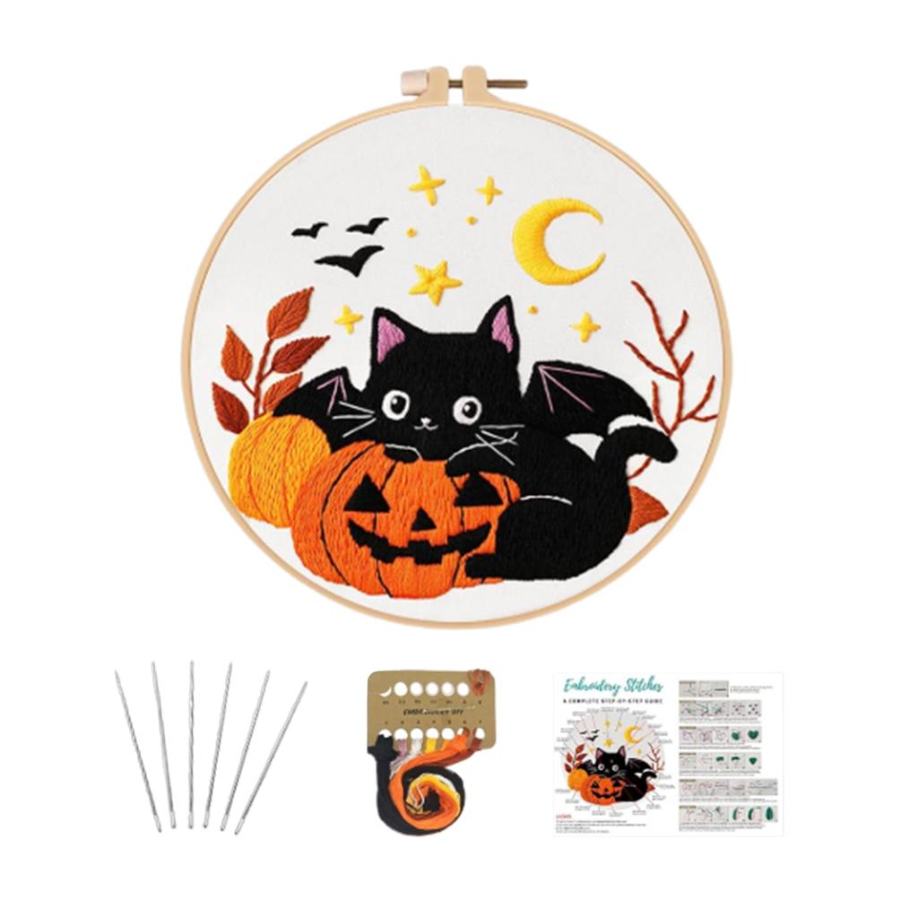 Halloween Embroidery Kit with Cute Design for DIY Crafts